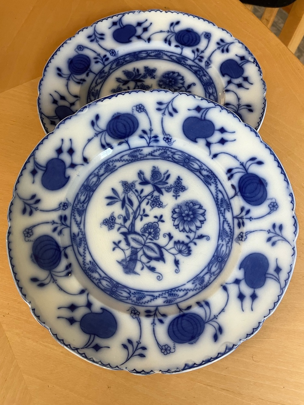 Vintage Blue Flow Dishes Set of 2 - Allertons England “Onion” Pattern